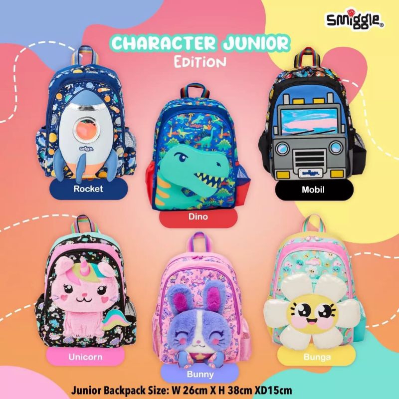 Smiggle animalia junior character backpacks and lunchbag/Tas Smiggle junior mirror quality