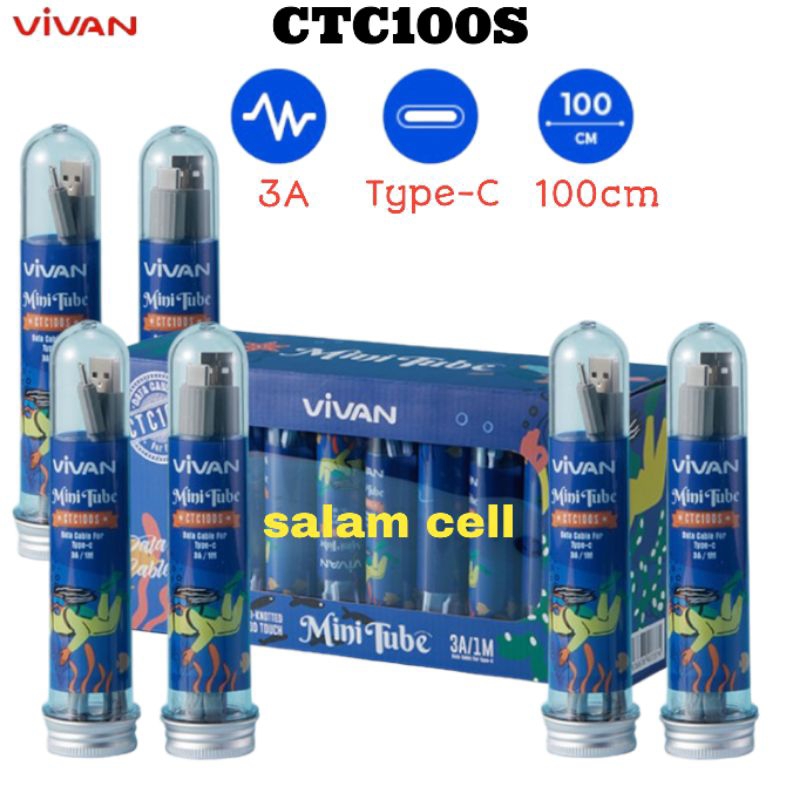 Kabel Data Type-C VIVAN CTC100S 3A 100cm Original Garansi Resmi