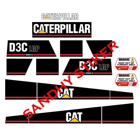 Stiker Dozer Caterpillar D3C LGP Seri 3 Stiker Alat Berat