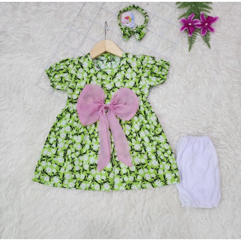 Baju bayi perempuan Set Dress pita *cantik* baby girl