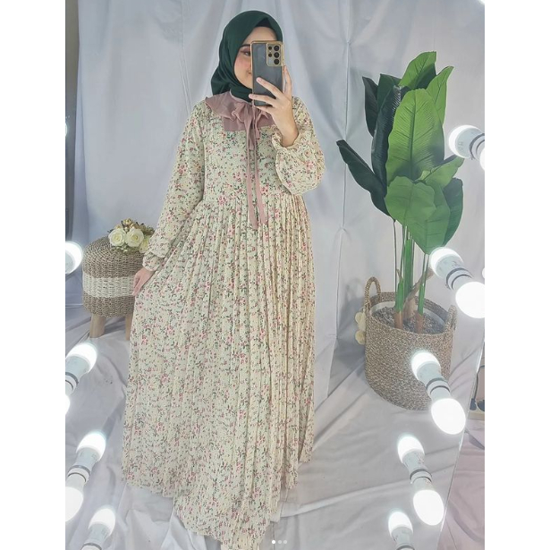 THALITA DRESS BUNGA PLISKET/ Dress Plisket Import