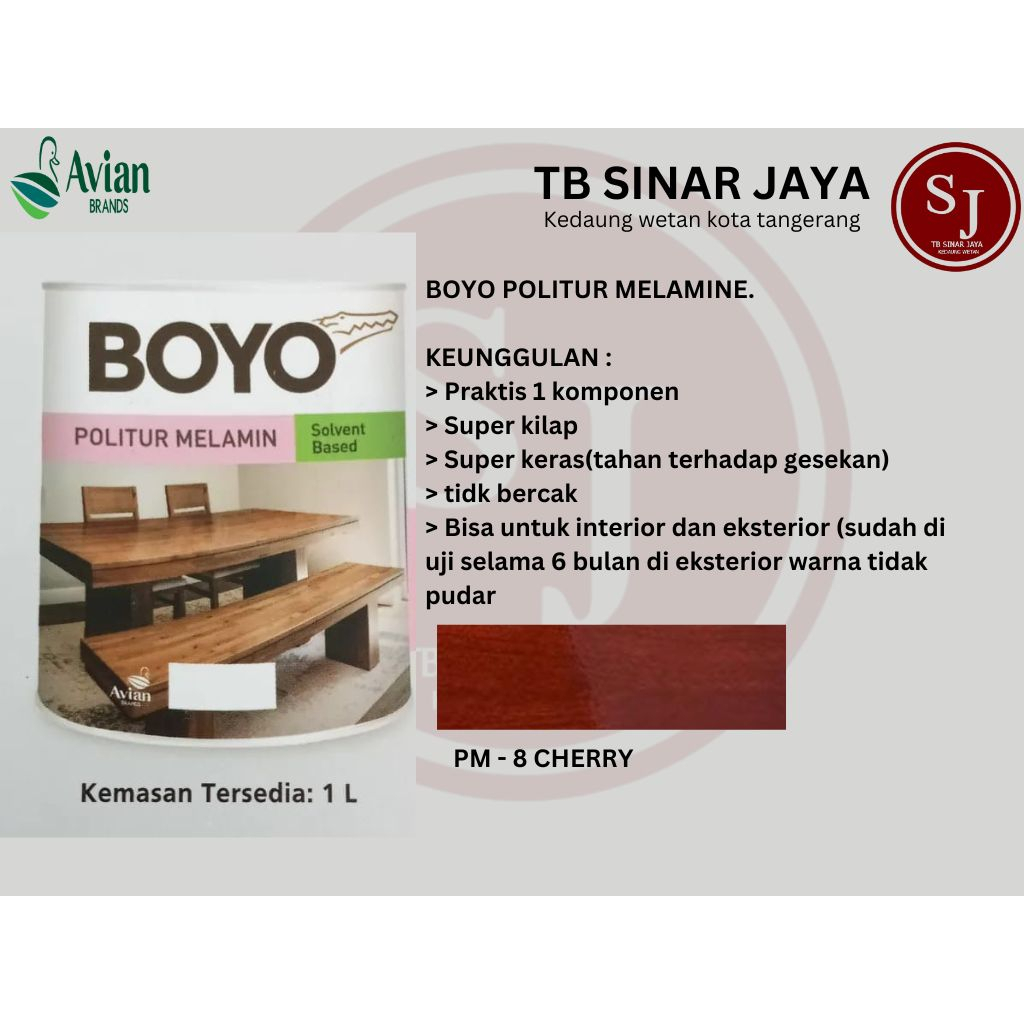 AVIAN BOYO MELAMIN CAT KAYU 1KG - PM - 8 CHERRY