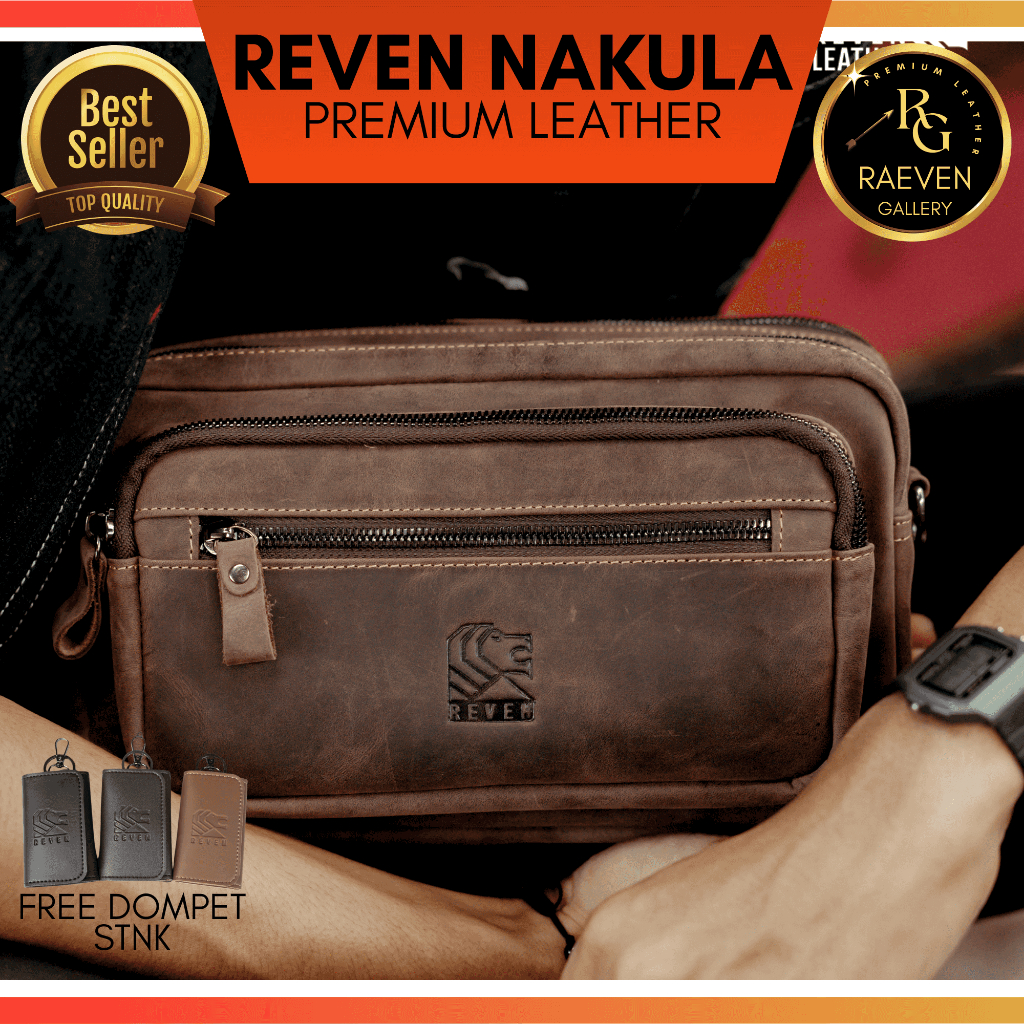REVEN NAKULA - Tas Tangan Clutch Pouch Handbag Hand Bag Tali Pria Wanita Reven Nakula Pouch Kulit Sa