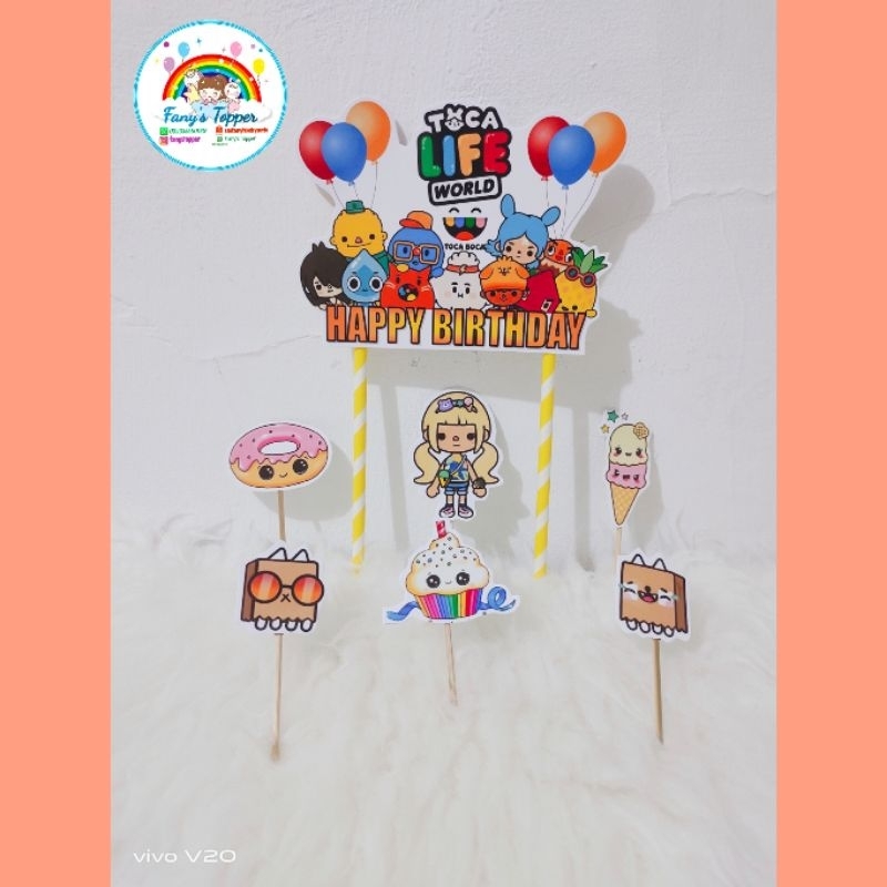 Topper Toca Boca Topper ulang tahun topper happy birthday topper kartun topper game topper puding to