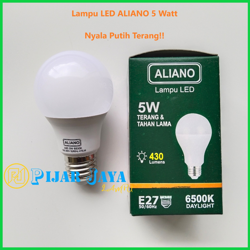 Lampu LED Aliano 5 watt Bohlam LED Rumah 5W Cahaya Putih Terang Murah Bagus