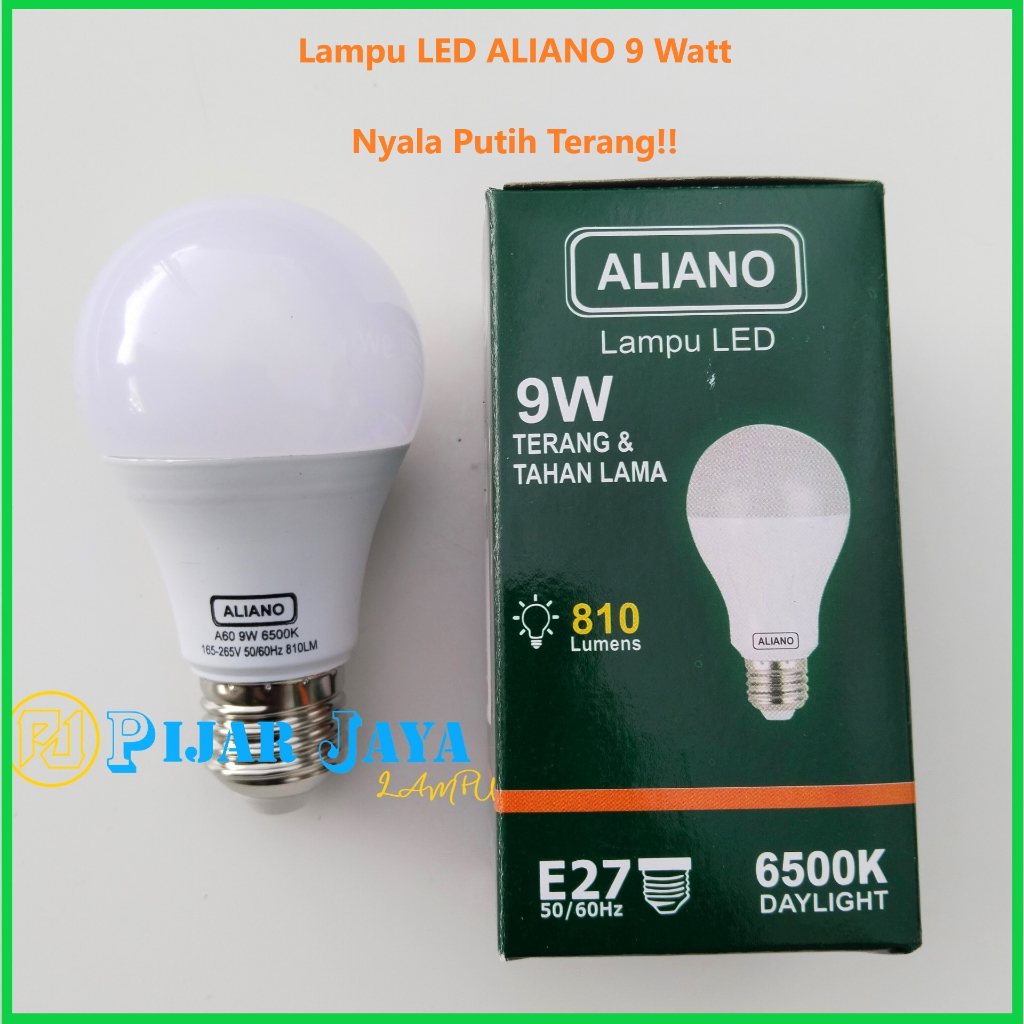 Lampu LED Aliano 9 watt Bohlam LED Rumah 9W Cahaya Putih Terang Murah Bagus