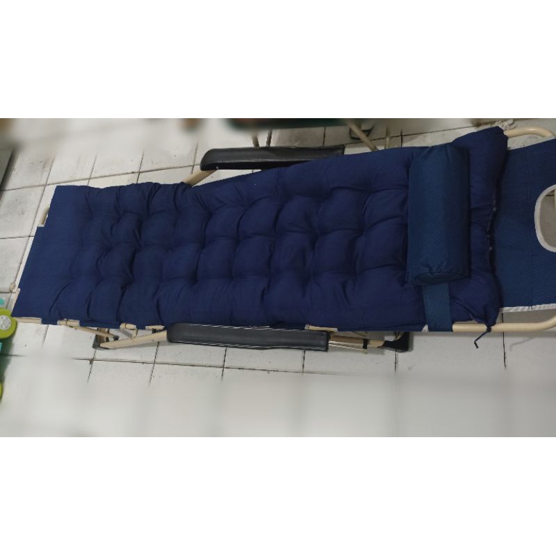 GS8 Kursi Lipat 2 in 1 Kokoh Empuk Kursi Santai Bisa Jadi Bed tempat tidur Piknik Pantai Kursi Tidur Foto asli Bahan kokoh Original Kerja Folding Picnic Chair Zero Gravity  NO15 Sofa Navy Blue