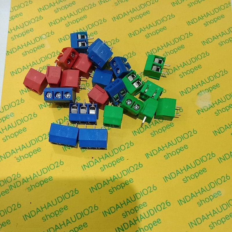 terminal pcb block screw 2pin 3pin biru biasa buat konektor smps  adaptor 2 pin 3 pin kit kf301 biru
