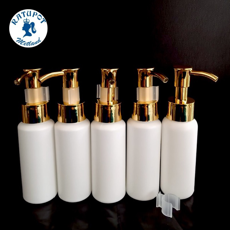 botol 60 ml hdpe putih pump luxury gold