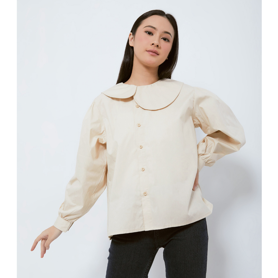 Ms Daisy Ally Asymmetric-colar Blouse Shirt Asimetris / Kemeja Oversize / Kemeja Kantor / Kemeja Korea / Kemeja Oversized / Atasan Wanita / Atasan Kasual / Atasan Korea