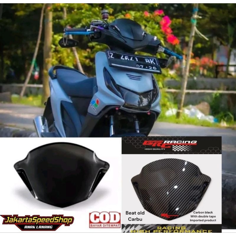 Visor variasi yamaha vega zr new model beat karbu pnp beat fi lama beat new esp bahan akrilik warna hitam &amp; carbon celup wtp free lem 3m doubel tape