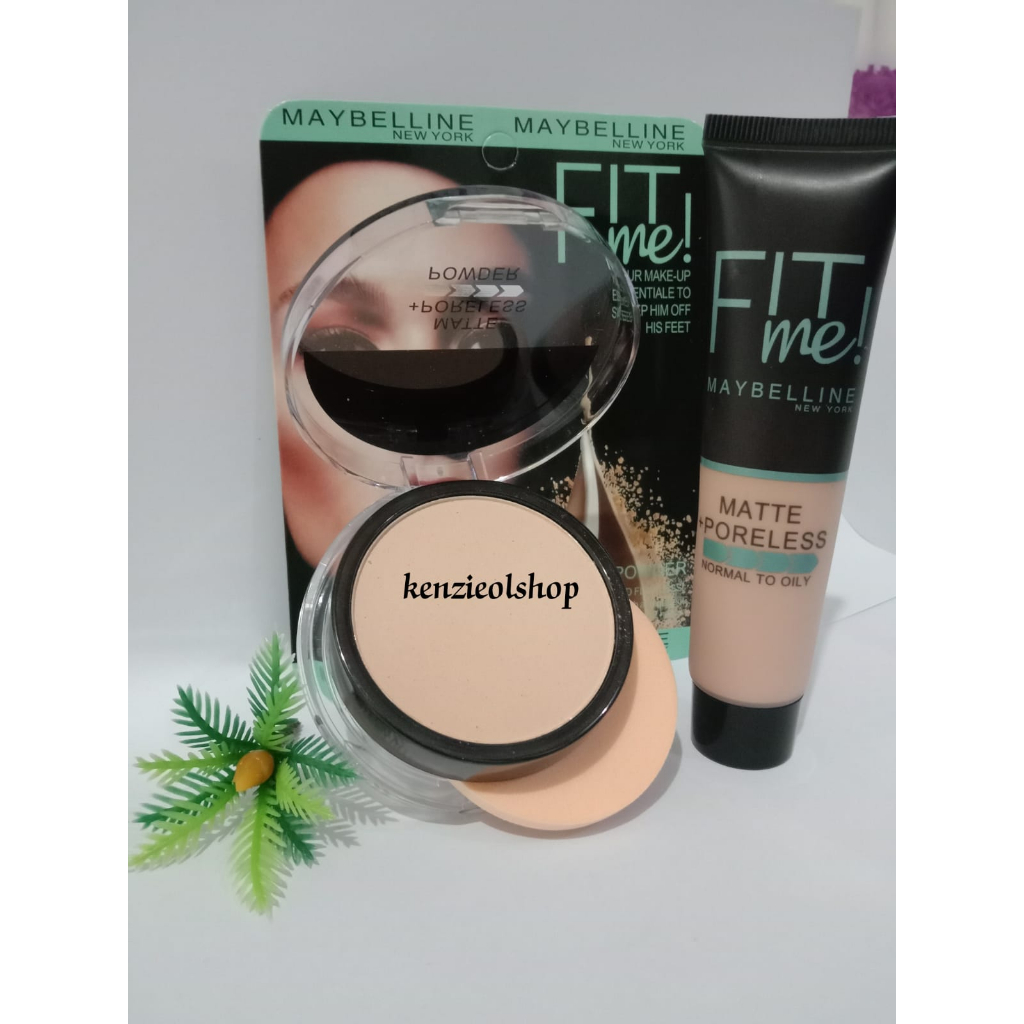 ￼SALE Promo Set Make Up Maybelline Fitme Bedak + Foundation + Lipstik Padat Paket Murah Matte Tahan 