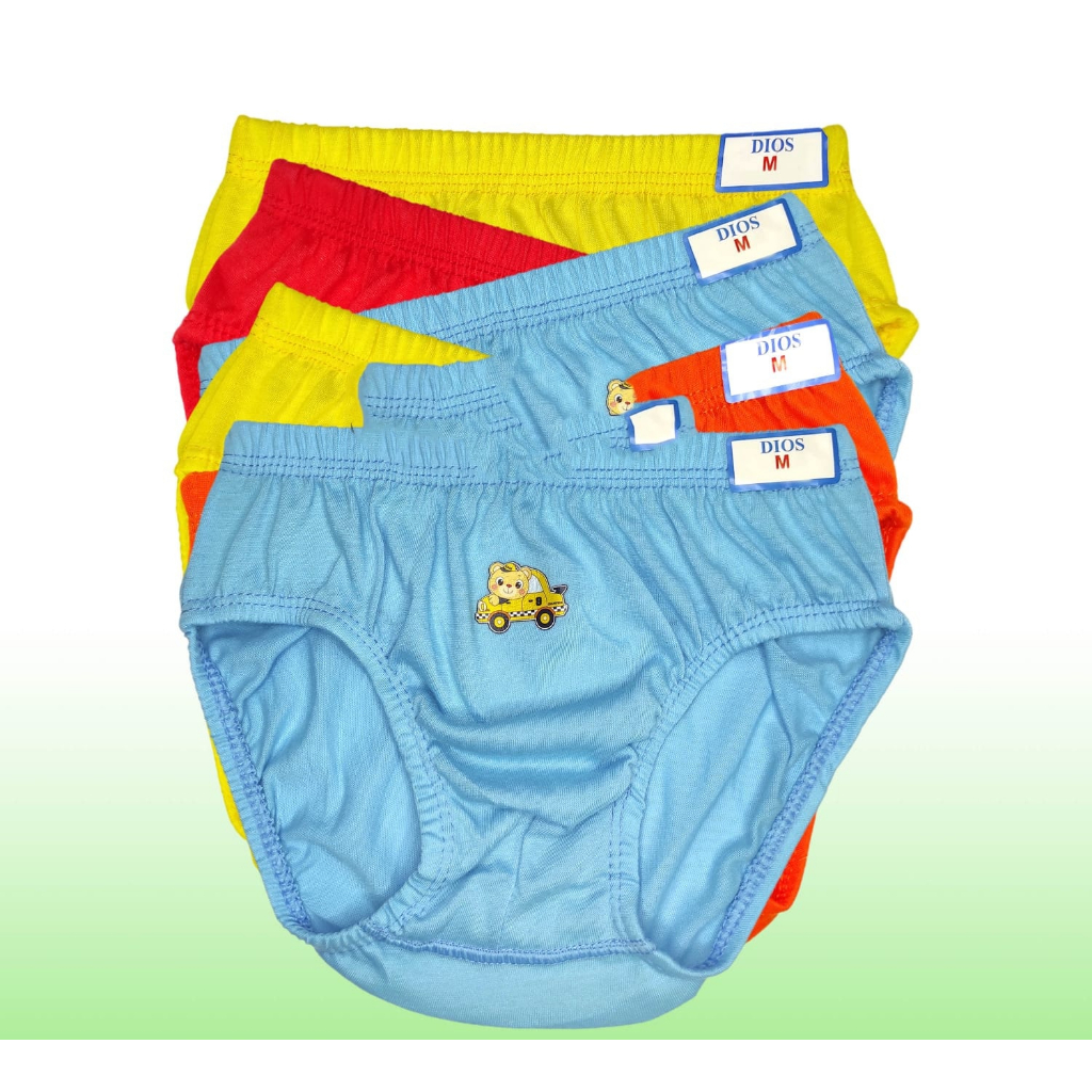 6 Pcs Celana Dalam Dios - CD Anak Laki Laki Polos - Motif Tengah Random Warna