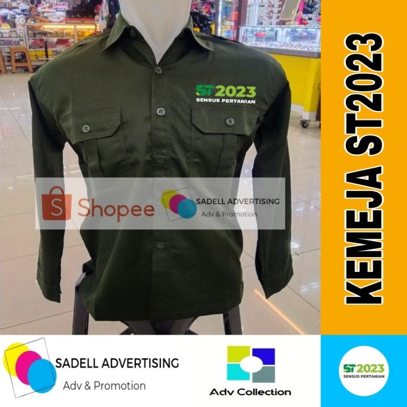 Kemeja PDH PDL Sensus Pertanian Seragam PDH PDL Sensus Pertanian 2023 Hijau Army Lengan Panjang Pria