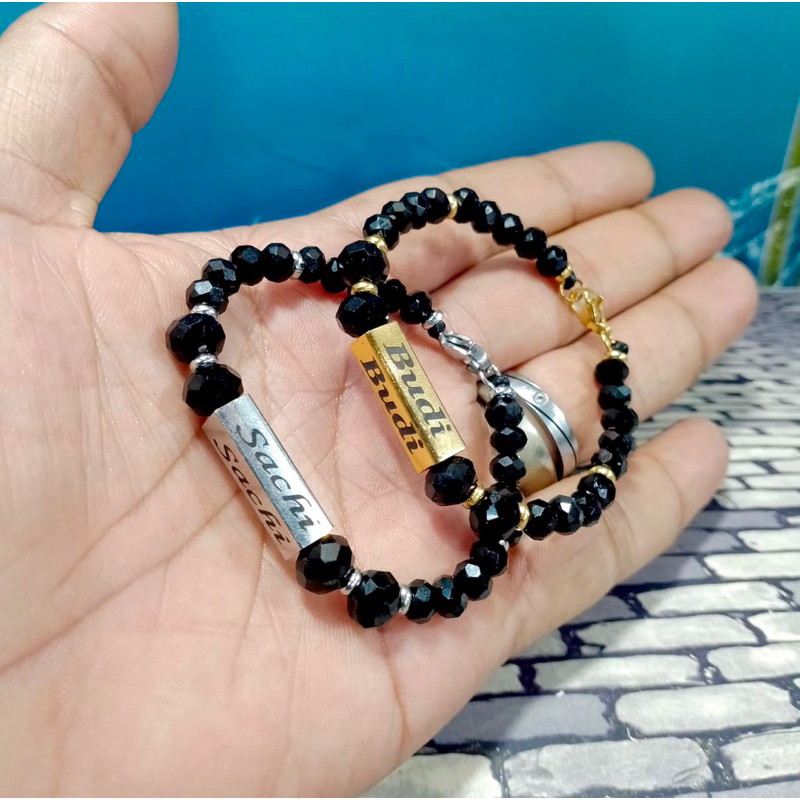 gelang kristal titanium grafit namamu