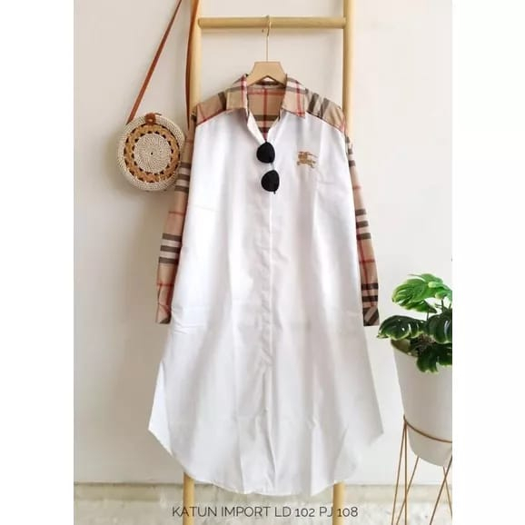 FATIH TUNIK KOMBINASI KOTAK CANTIK LENGAN PANJANG MUSLIMAH