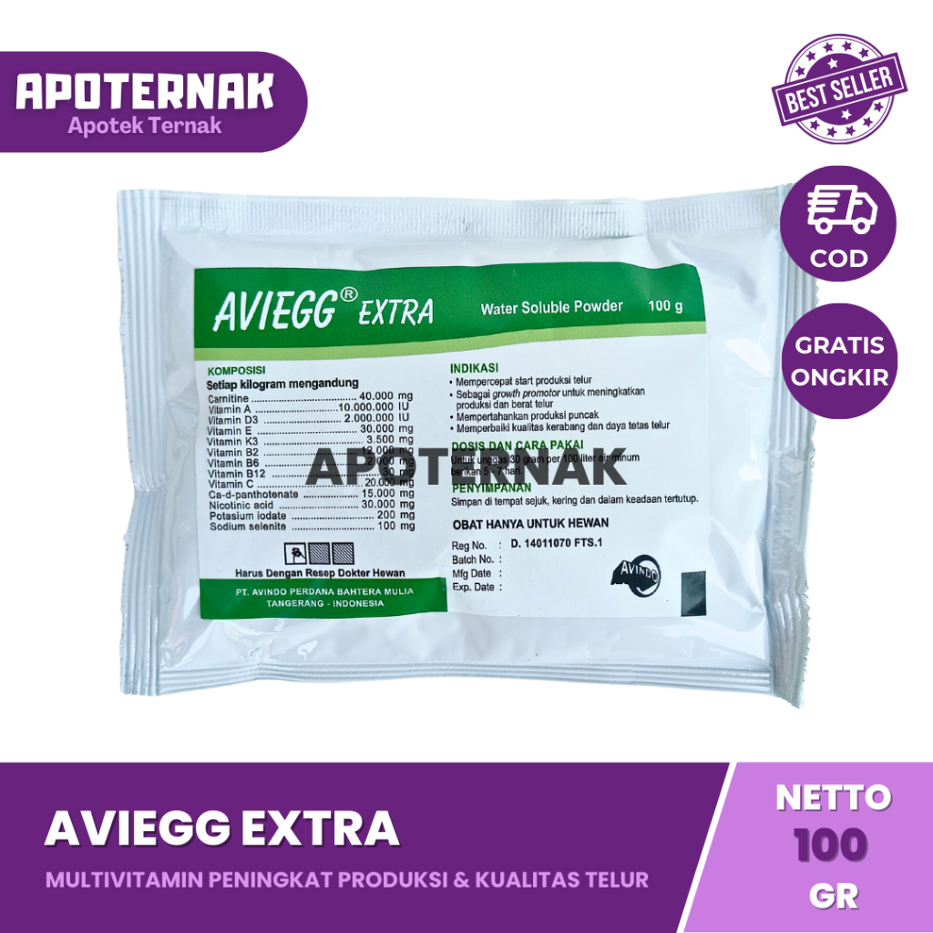 AVIEGG EXTRA 100 gr | Multivitamin Egg Stimulant Pemacu Produksi Telur Ayam dan Bebek