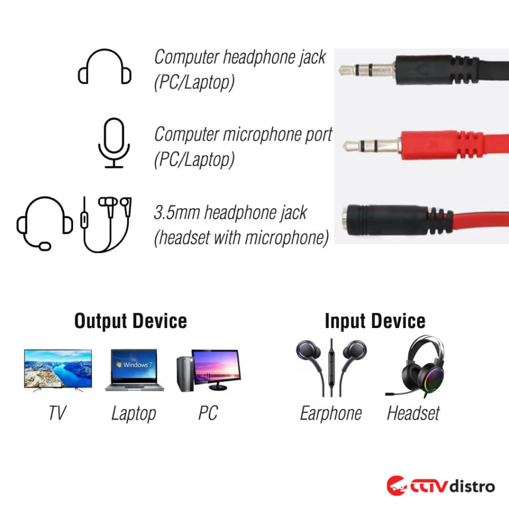 Kabel Jack Audio 3.5mm 2 Male 1 Female Y Splitter Cable PC Microphone Converter 3.5 mm Adapter