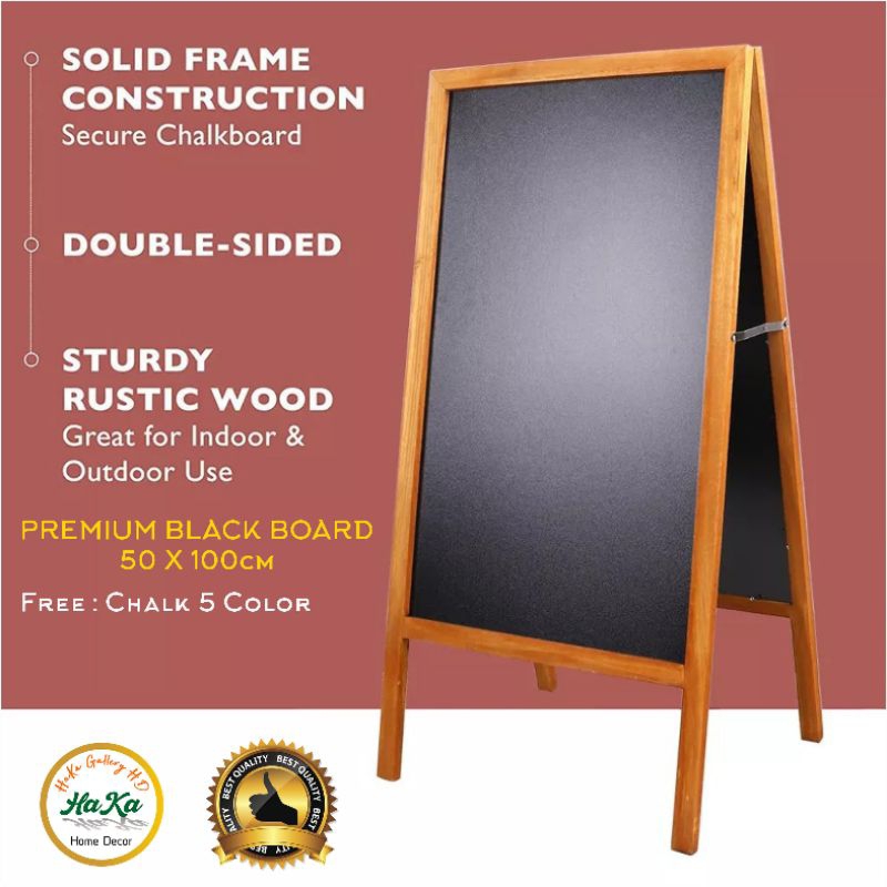 

Premium Papan Tulis Kapur Standing Cafe 50x100cm / Menu Black Board