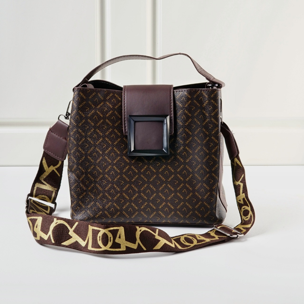 BJ15679 - BROWN/FLOWER/FIOM/SADINI MOTIF 1/MOTIF 2 - TAS SLEMPANG TOTEBAG HANDBAG WANITA FASHION IMPORT MODIS ELEGAN TERMURAH TERLARIS TERBARU BAGSTORE JAKARTA TAS BATAM EL5679 LT2079 ZC3633