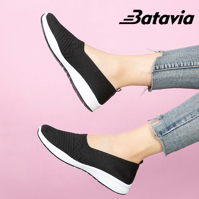 2023 Batavia Baru import sepatu wanita Sepatu hitam Wanita sepatu flyknit Sepatu Wanita ibu sepatu flat rajut Sepatu Wanita Dewasa Sepatu pantafel Wanita Sepatu Wanita Merek A163