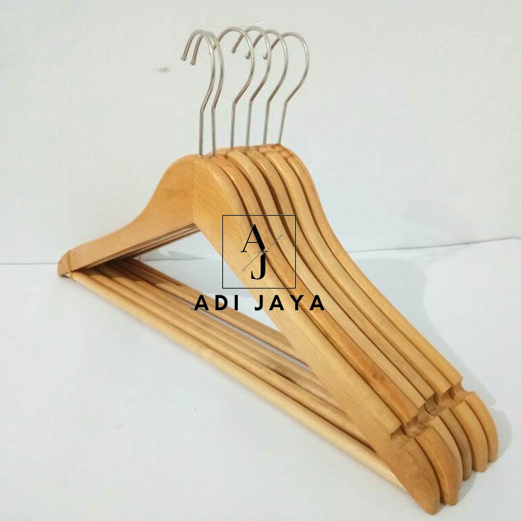 HANGER KAYU BAJU DEWASA + PALANG PREMIUM PAKET BESAR 140 PCS