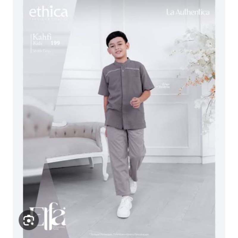 BUSANA MUSLIM ETHICA TERBARU DAN TERLARIS KOKO ANAK KAHFI KIDS 199 SHARK GREY ( COD )