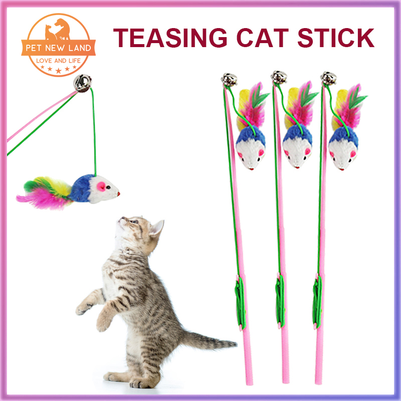 Stick Mainan Kucing Cat Toys Tongkat Tikus Bulu Warna Interaktif Aksesoris Hewan Peliharaan