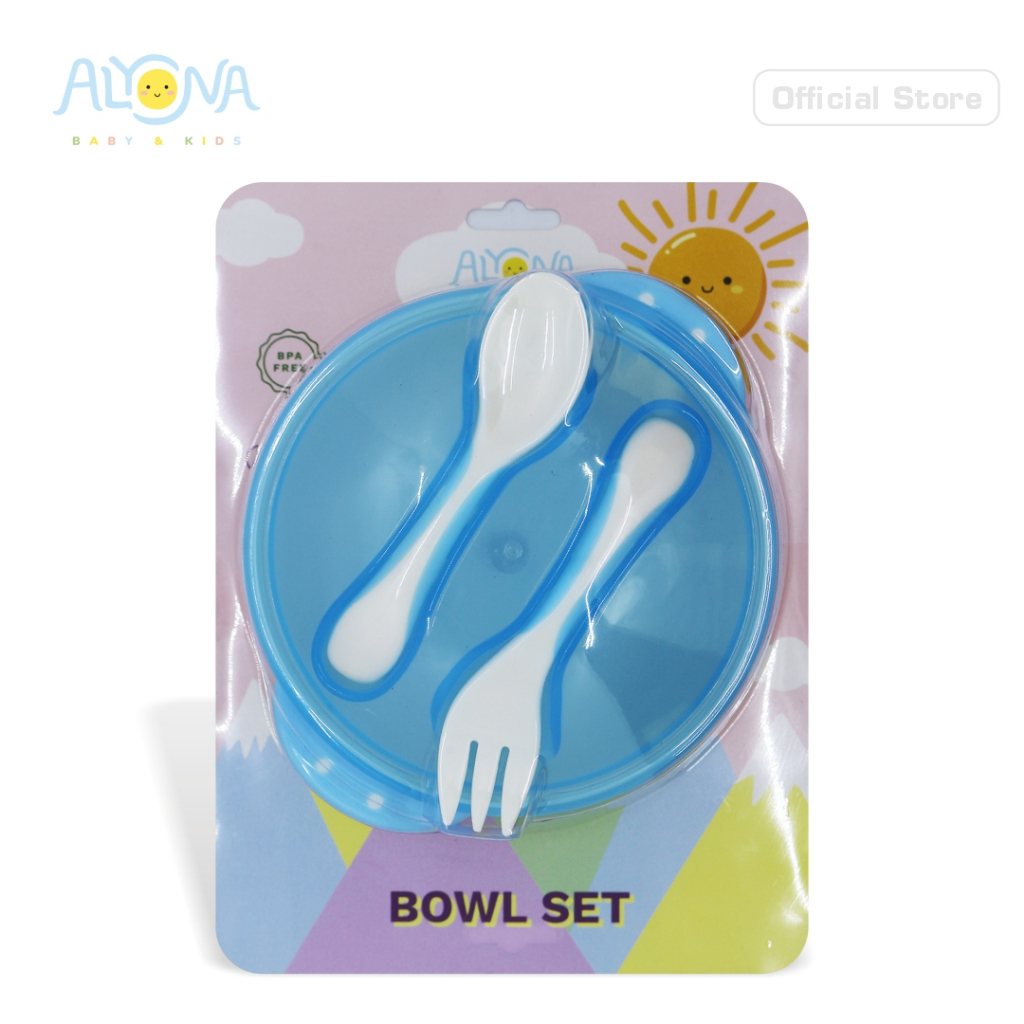 Ktmstore Suction bowl set fork spoon set Mangkok Silikon Bayi Alyona AL-002