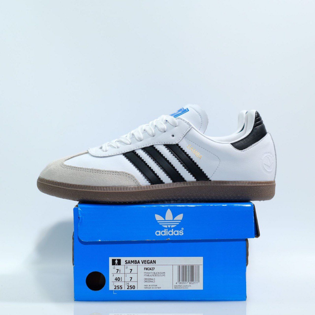 ADIDAS SAMBA VEGAN WHITE BLACK SOLE GUM | ORIGINAL 100% BNIB | SEPATU CASUAL