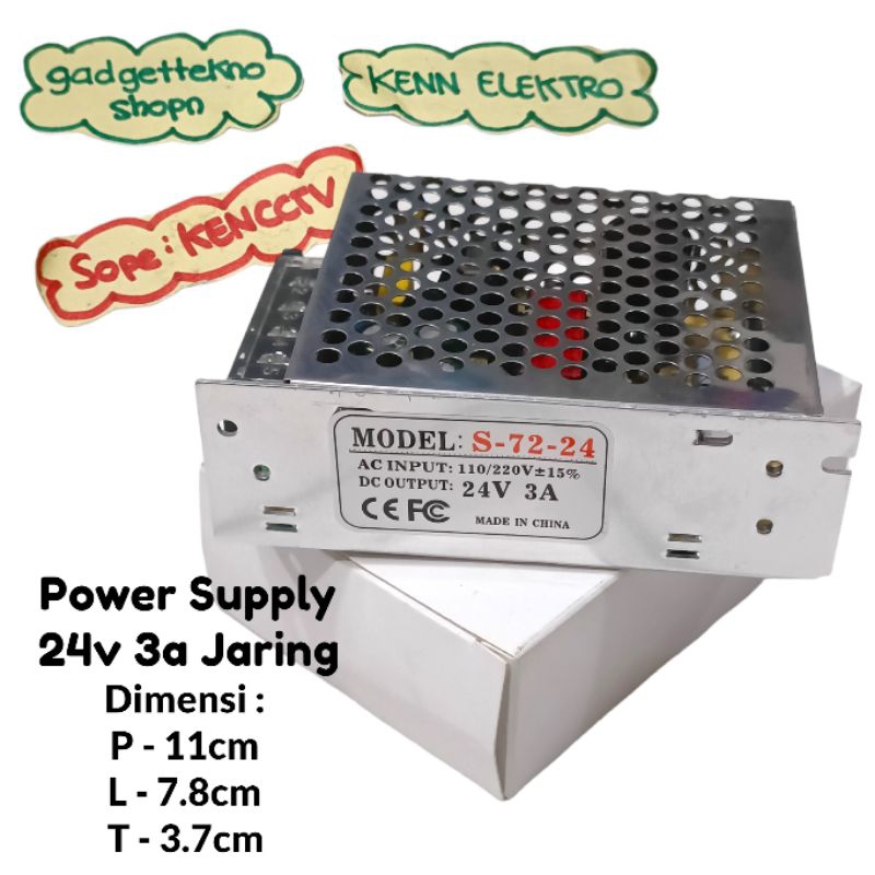 power supply 24v 3a jaring