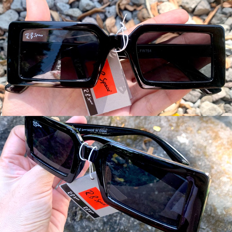 Kacamata Hitam Korea Kotak Persegi Panjang RbSpace Pria/Wanita Unisex Murah