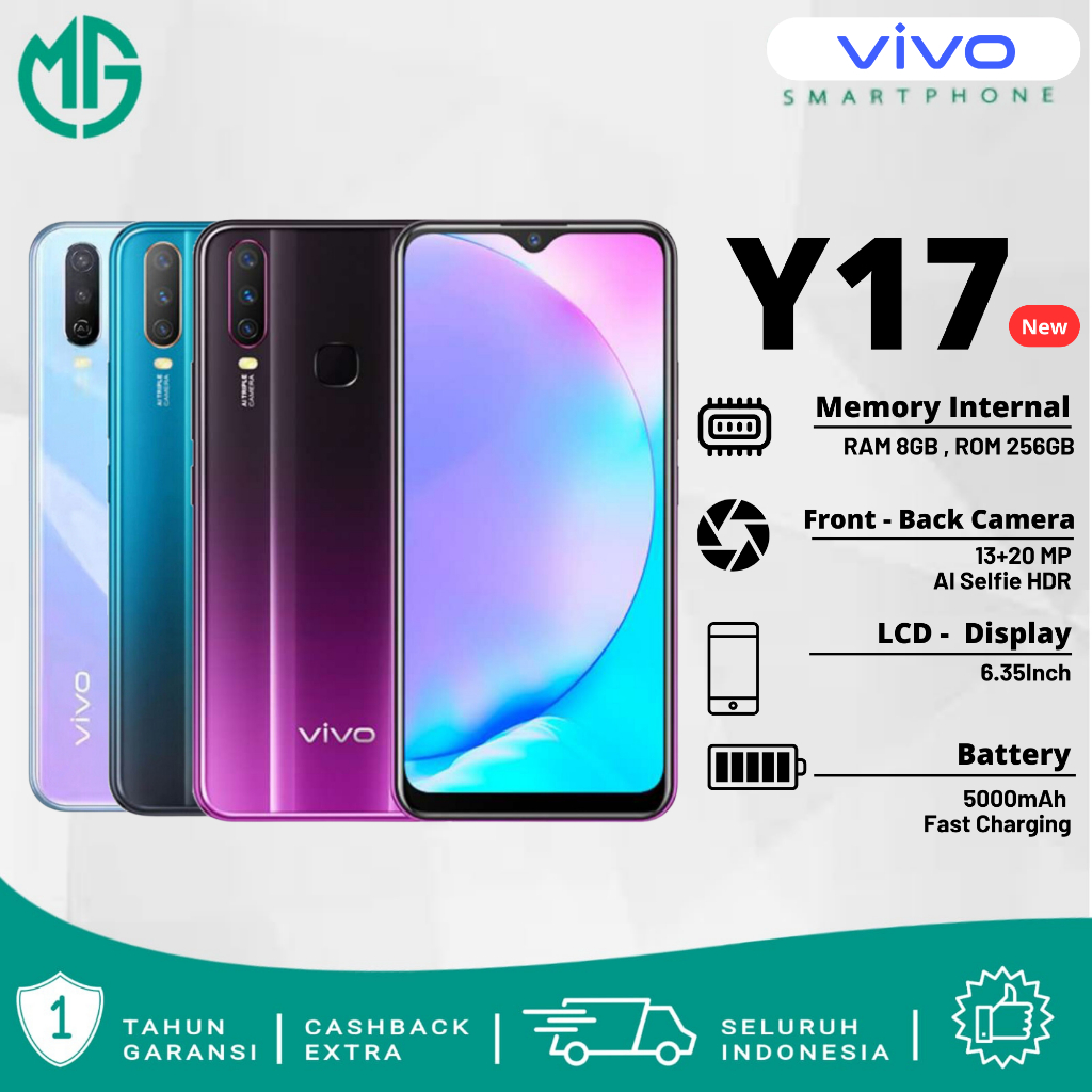 Vivo Y17 Ram 8GB Internal 256 GB Smartphone Garansi 1 Tahun