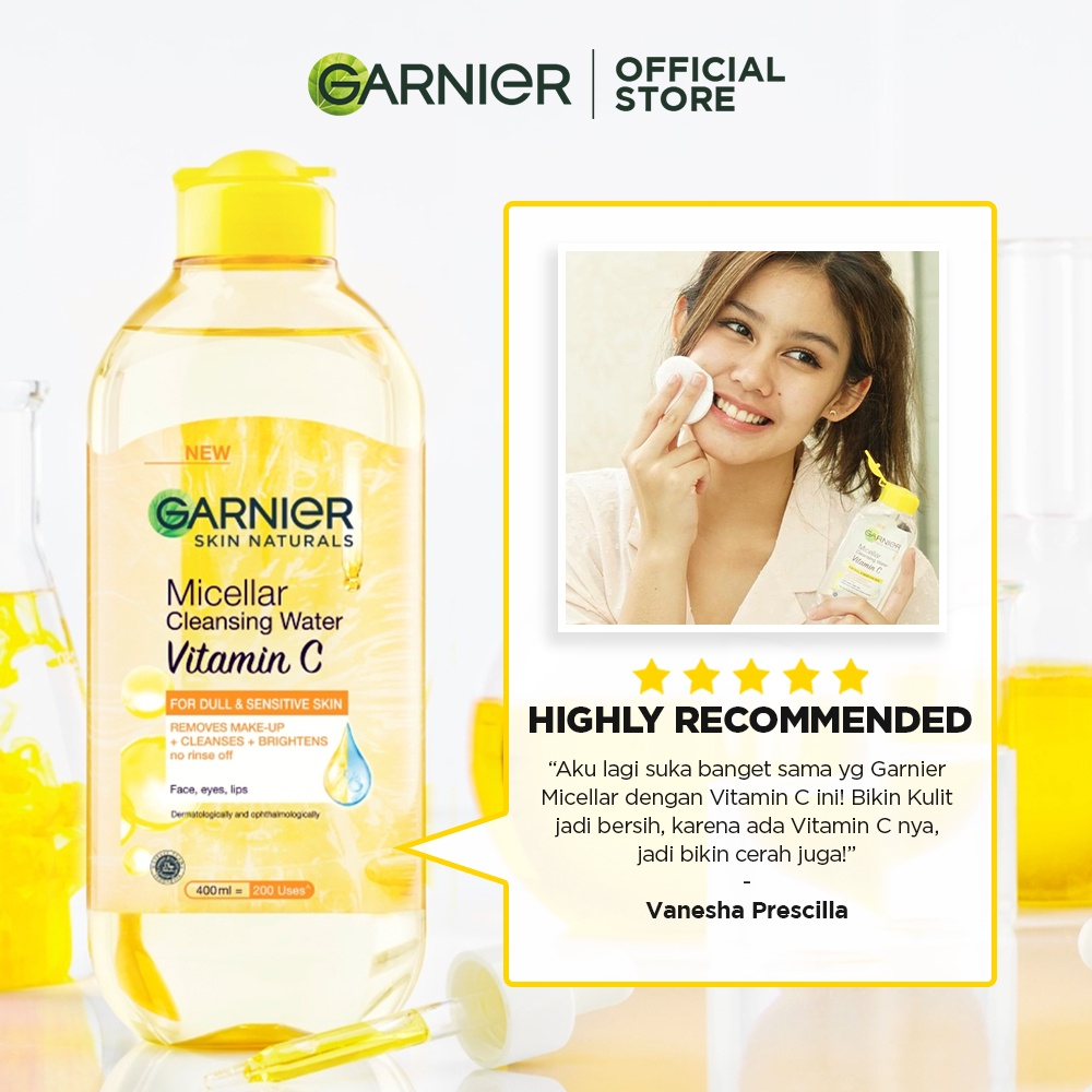 Garnier Micellar Water Series Pink Blue Oil Infused Vitamin C 50ml-400ml Pembersih wajah make up