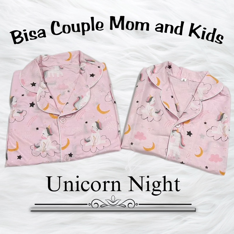 Unicorn-Night Pink Piyama bajutidur bisa couple mom kids and family