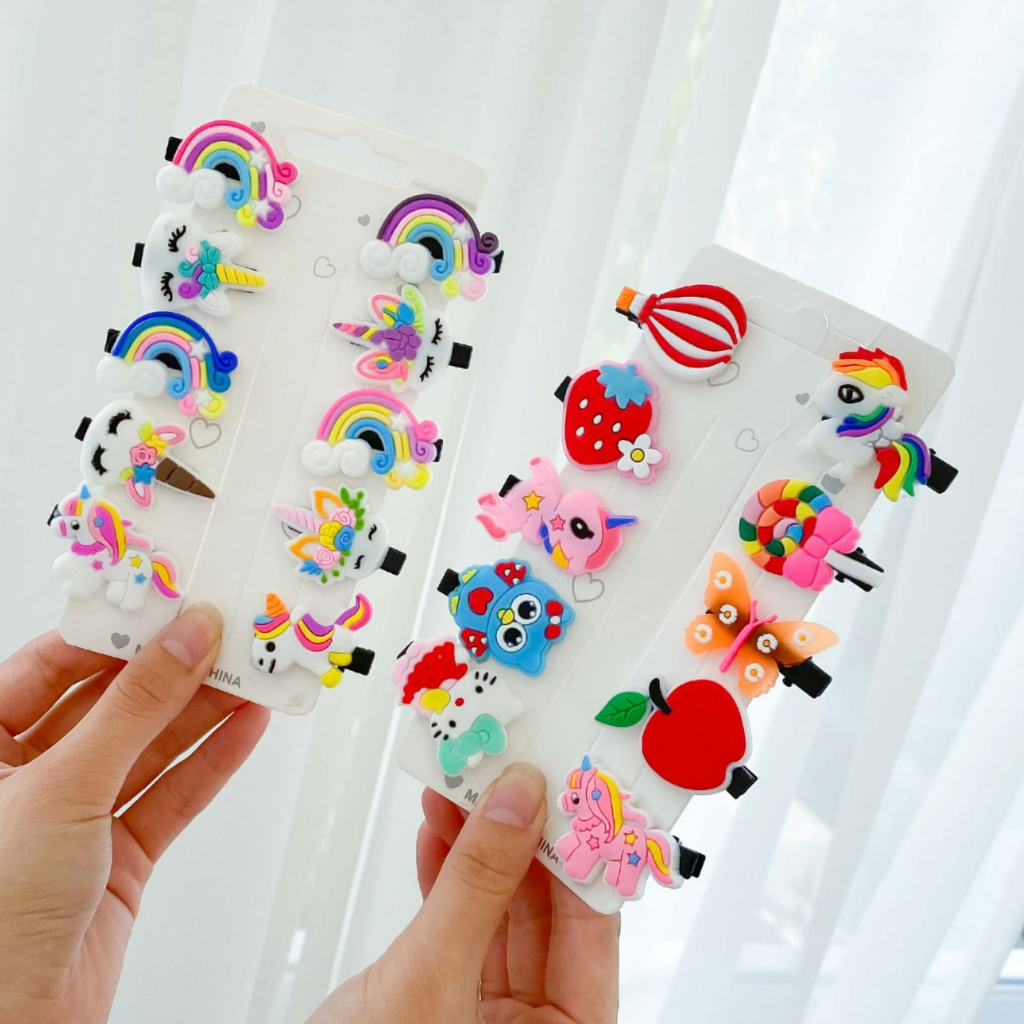 GOKIDO - KP118 JEPIT RAMBUT ANAK PEREMPUAN LUCU 10 IN 1 JEPITAN RAMBUT FASHION KARAKTER JEPITAN HAIR PIN GAYA KOREA KIDS UNICORN ICE CREAM
