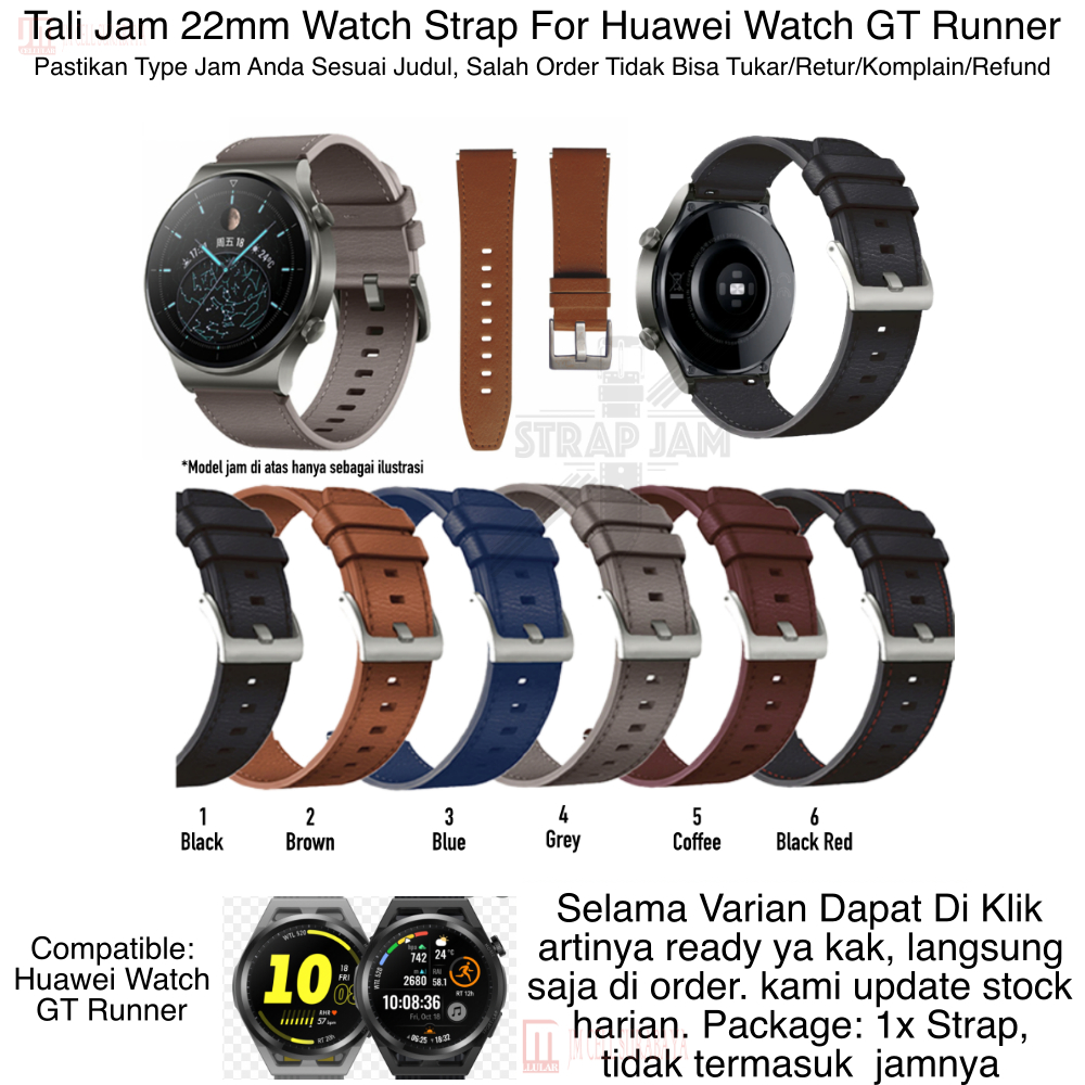 ZGT Tali Jam Huawei Watch GT Runner - Strap 22mm Leather Kulit Quick Release