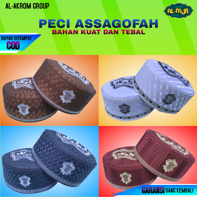 Peci Kopiah Haji Assagofah PREMIUM Bahan Tebal dan Kuat Untuk Anak dan Dewasa