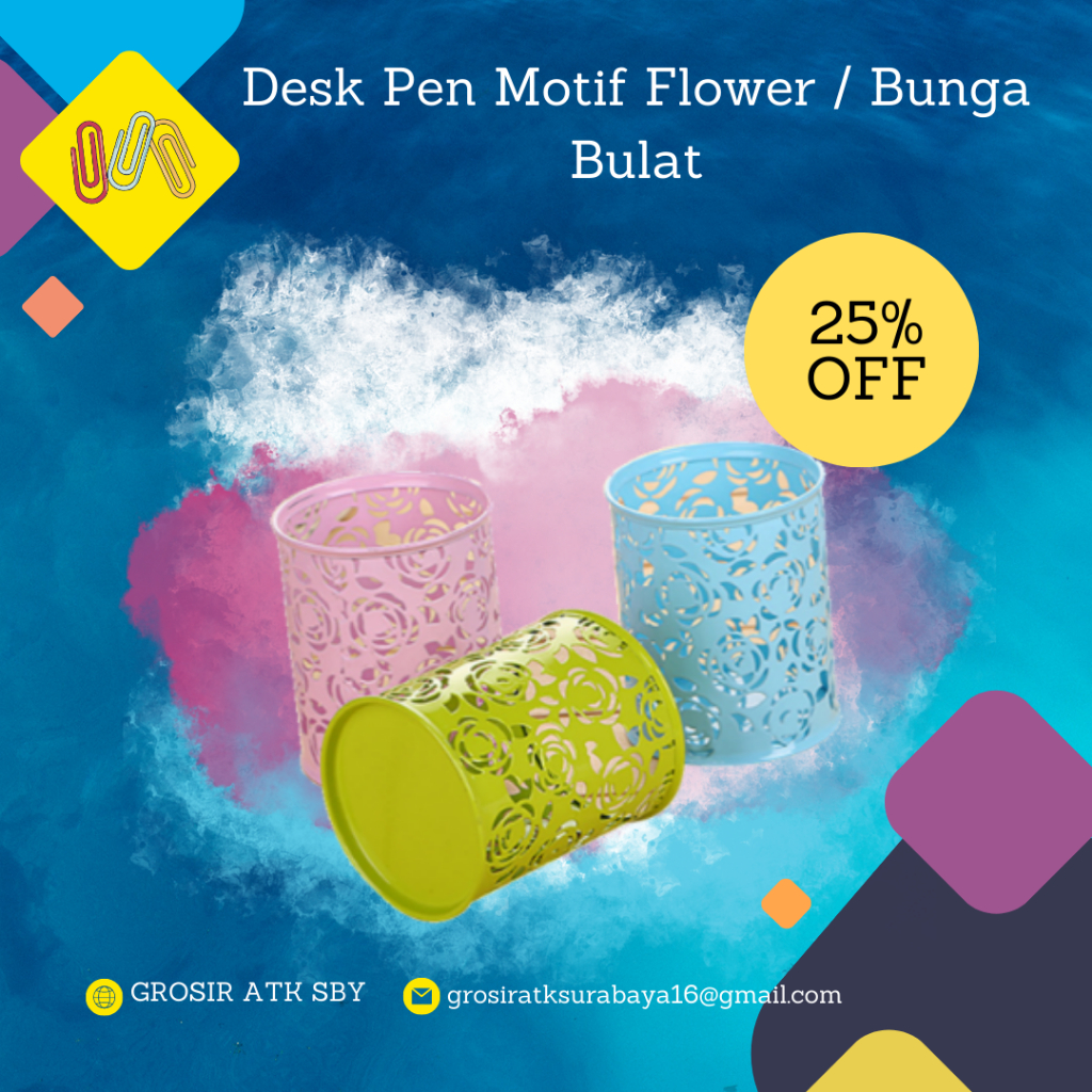 

Desk Pen Organizer / Tempat Pensil Model Bulat Motif Bunga