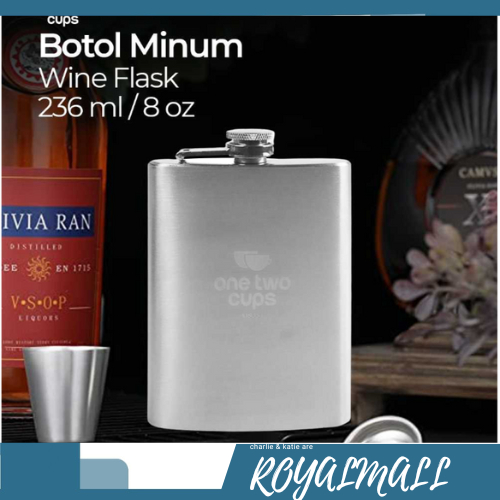 Botol Minum Wine Bir Hip Flask Stainless Steel 8oz / Botol Tempat Minuman Keras Wine Bir Whiskey Wis
