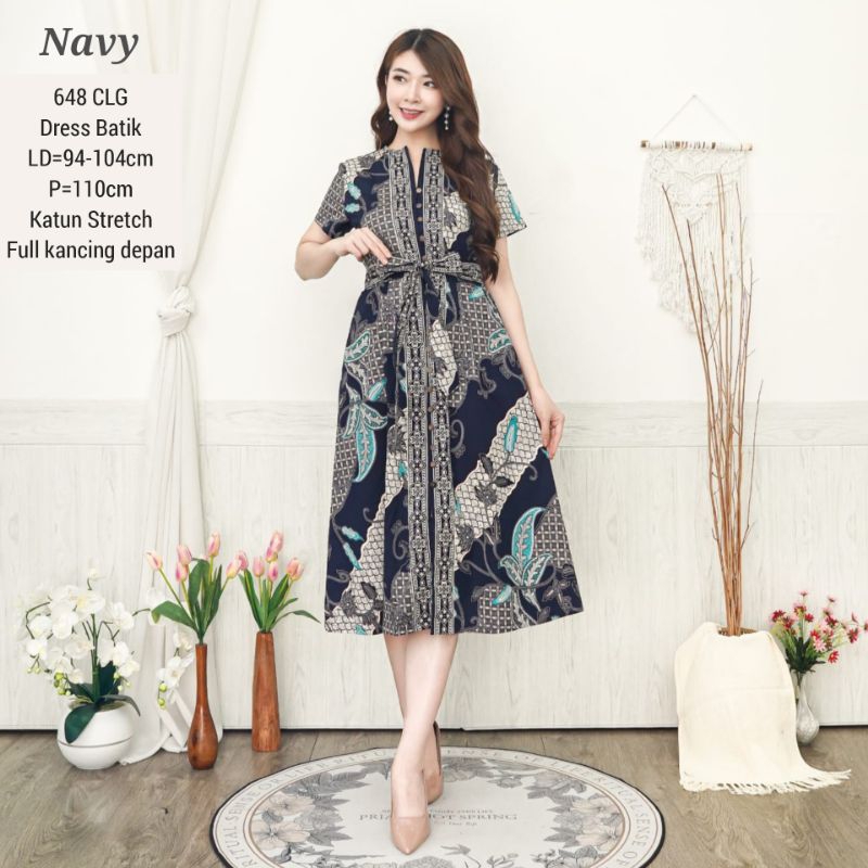 DRESS BATIK MEINI TERUSAN KERJA KANTOR WANITA MODERN 648 151 GAUN CEWEK CASUAL FASHION