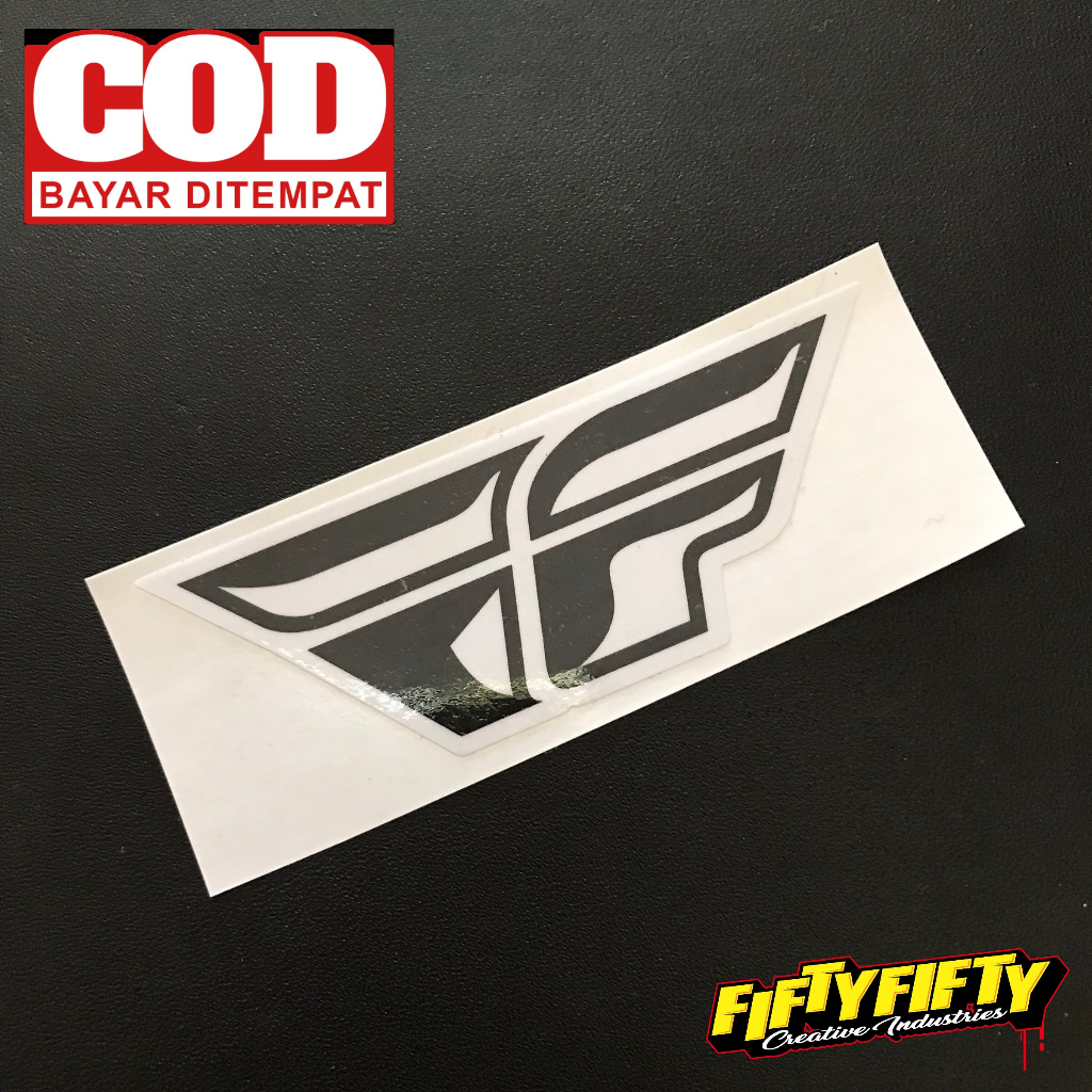 Stiker Print Cut LOGO FLY RACING Stiker Printing Laminasi Glossy Stiker Motor Mobil Helm Sudah Membentuk Pola Desain