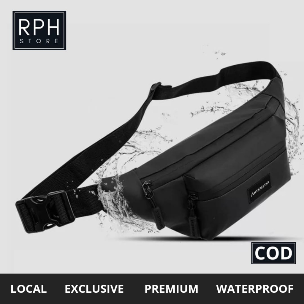 Tas Selempang Slempang Waistbag Pinggang Pria Cowok Distro Anti Air Waterproof Kecil R14