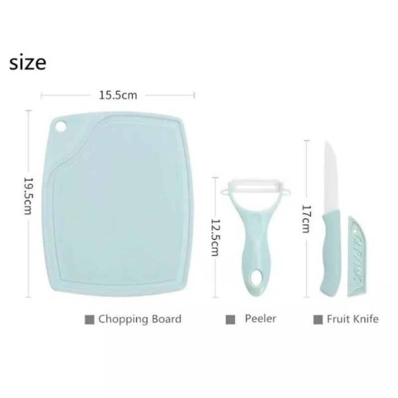 PISAU SET TALENAN STAINLESS 3IN1 PISAU PEELER KUPAS BUAH SAYUR ALAT KUPAS BUAH