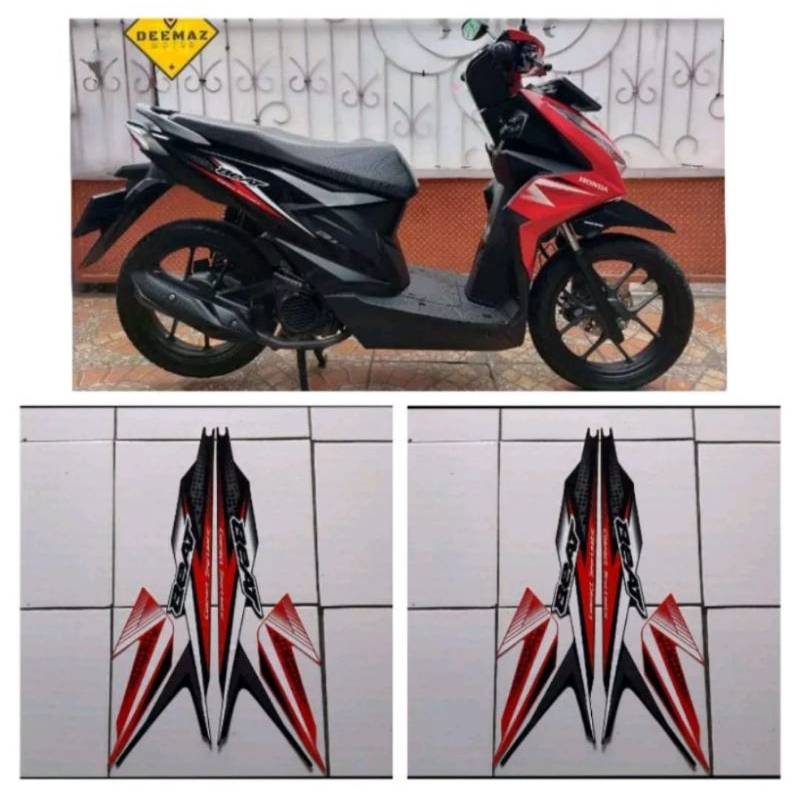 stiker striping lis les polet HONDA BEAT NEW CBS 2020 2021 hitam merah