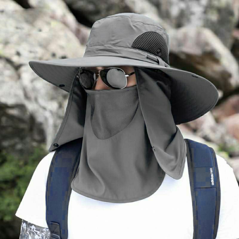 Topi Mancing Hiking Penutup Wajah Leher Anti Panas Matahari Waterproof