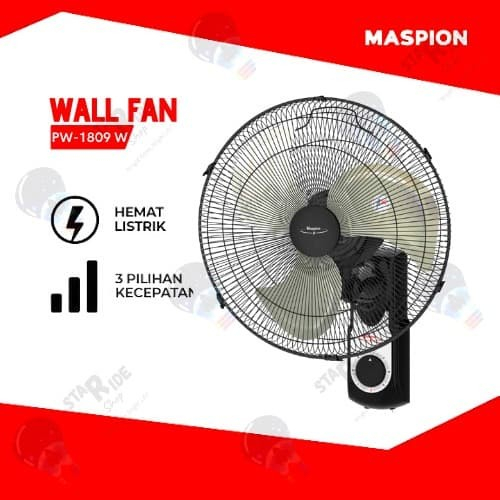 MASPION Kipas Angin Wall Fan 18&quot; Besi Power Fan PW 1809 W - Garansi Resmi 1 Tahun