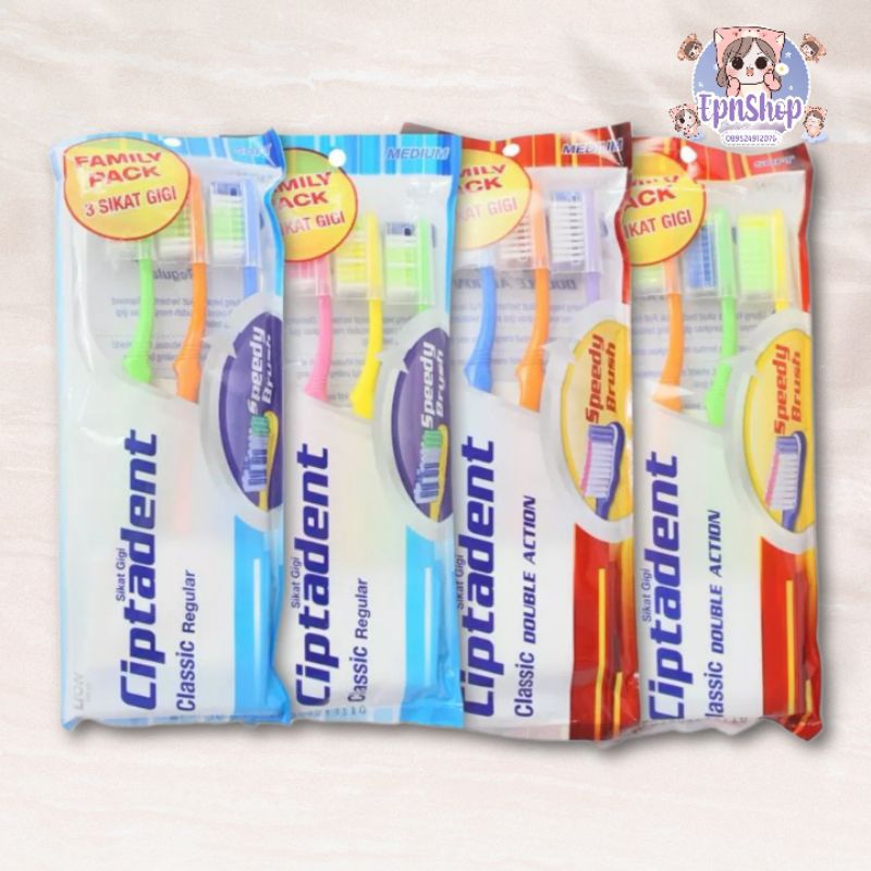 CIPTADENT SIKAT GIGI CLASSIC DOUBLE ACTION ISI 3 / CIPTADENT TOOTHBRUSH REGULER