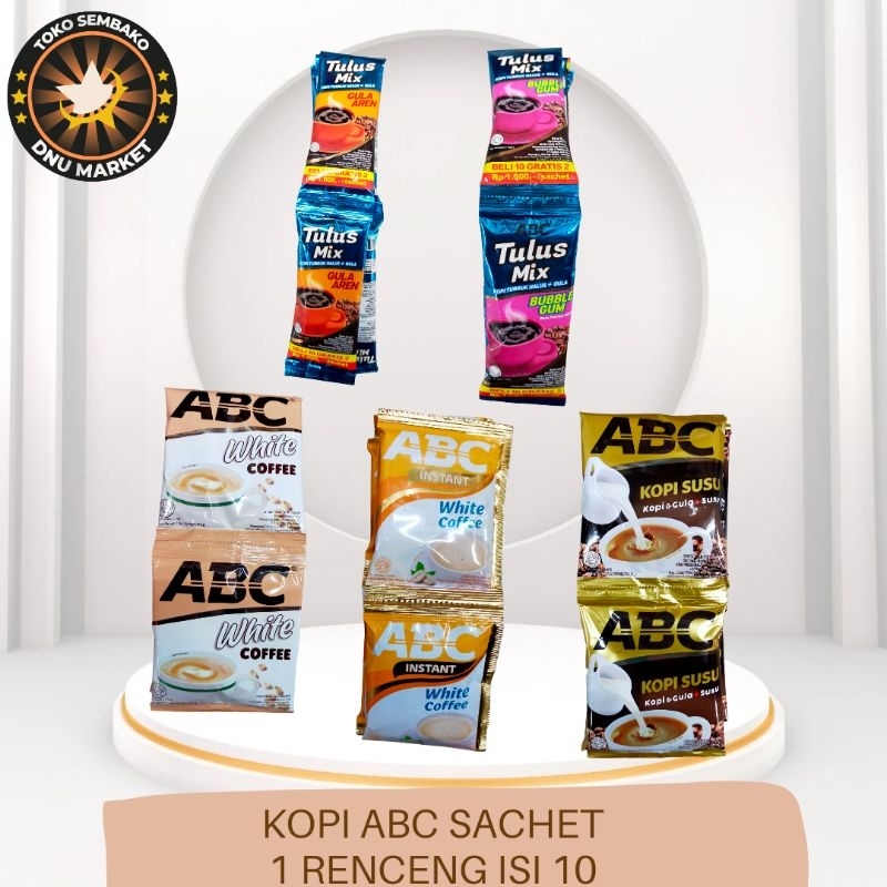 

KOPI BUBUK ABC SUSU KOPI | KOPI BUBUK ABC WHITE COFFE | KOPI BUBUK ABC GULA AREN | KOPI BUBUK ABC MOCCA | 1 RENCENG ISI 10 SACHET