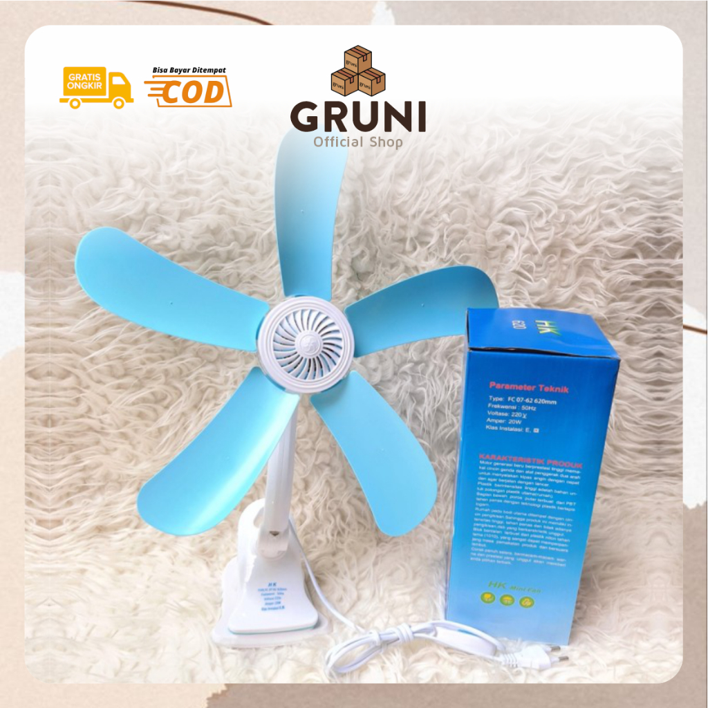 GRUNI EW0047 Kipas Angin Jepit Mini Fan Hk 620Mm